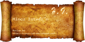 Hincz István névjegykártya